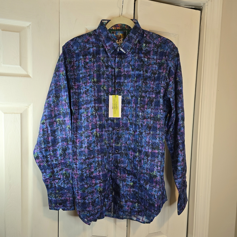 Vibrant Blue and Purple Long Sleeve Shirt